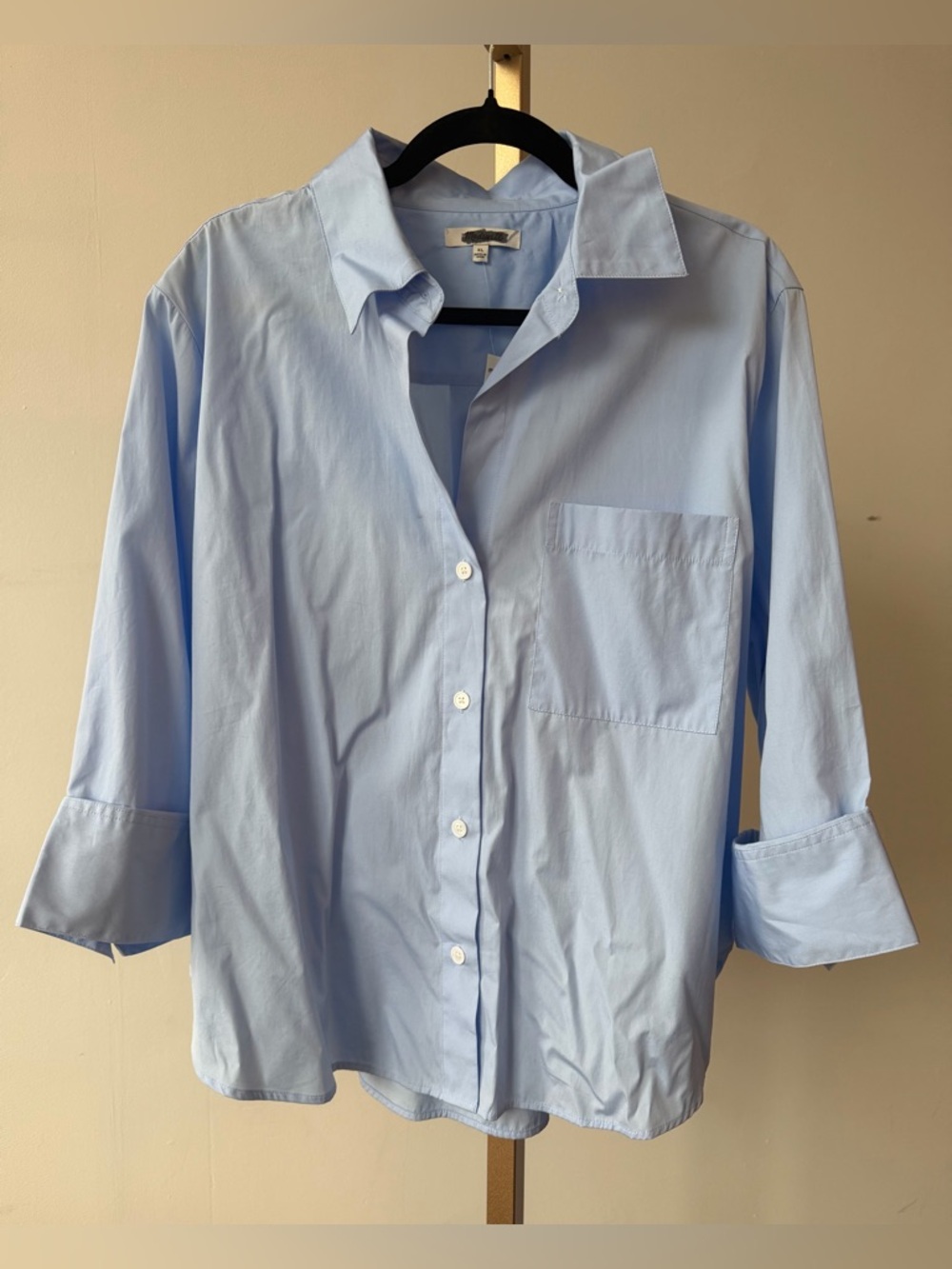 Madewell Easy Y-Neck Button-Up Shirt Peri Blue Size XL NWT - Picture 6 of 15